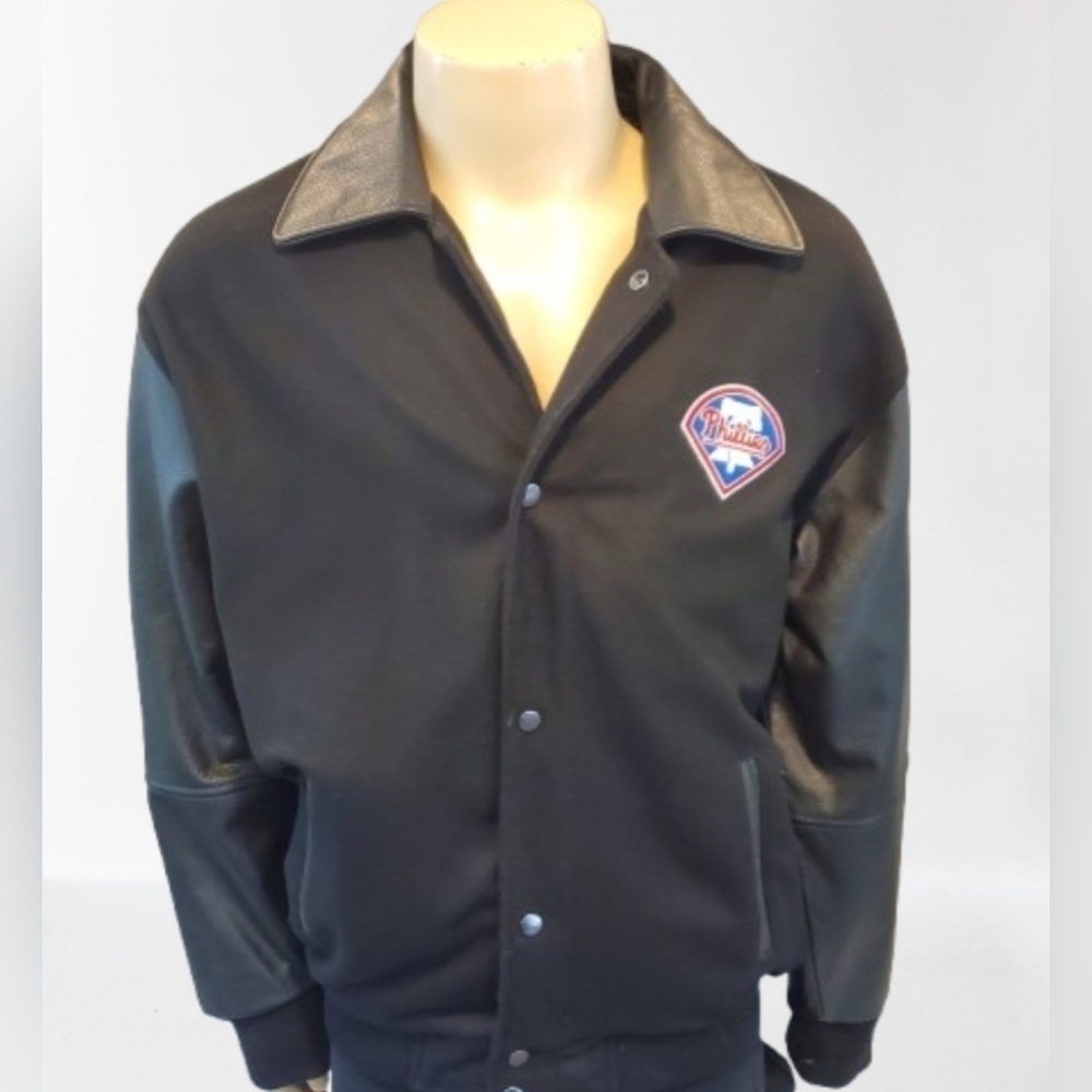 Rare G-III Carl banks Philadelphia Phillies Varsity Jacket Wool Leather Size M/M